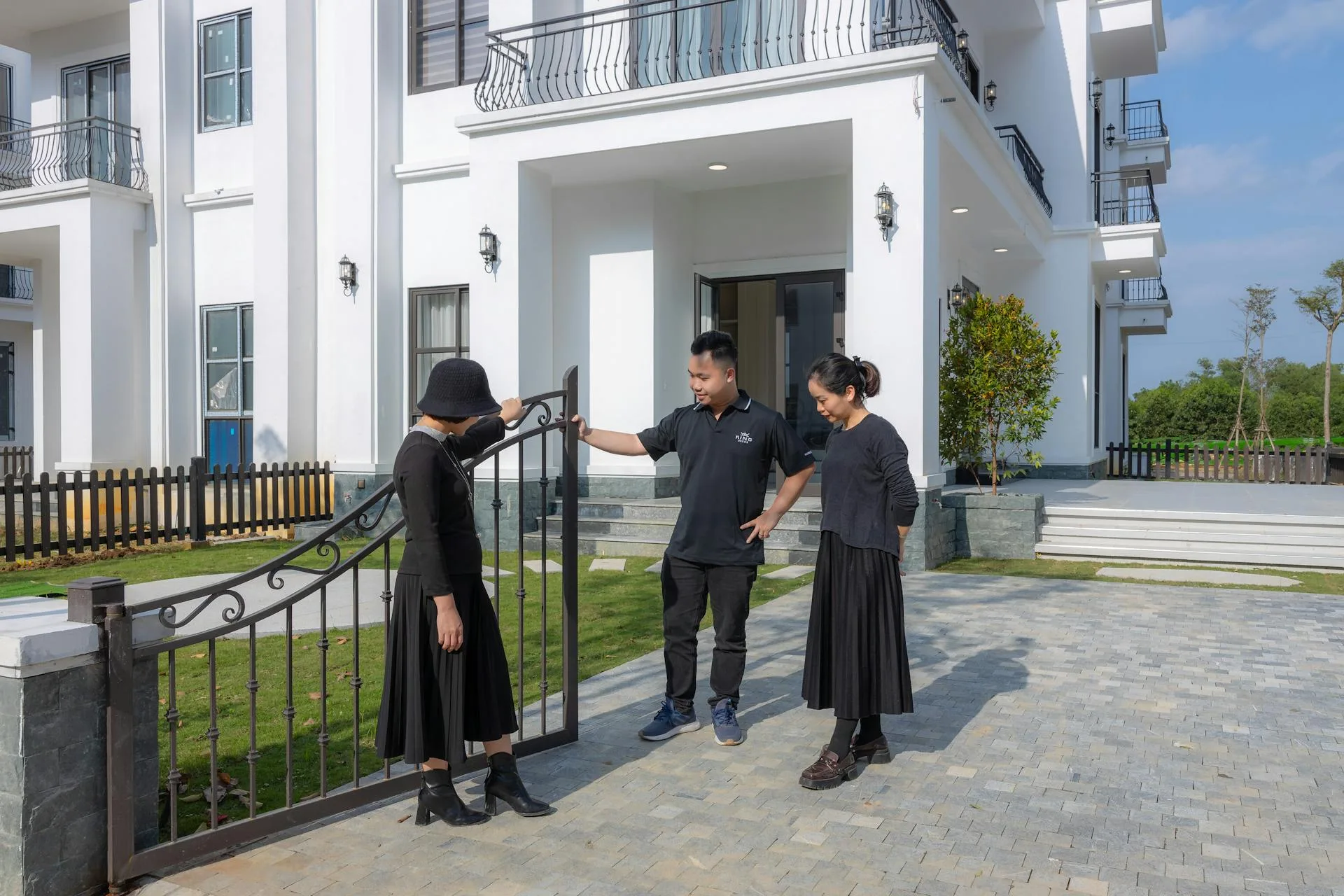 Pedestrian gate at residential entrance